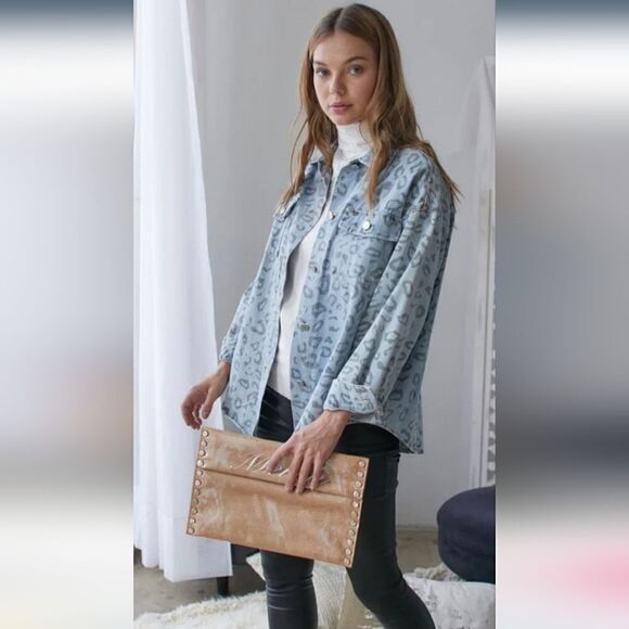 NWT Leopard Animal Print Denim Jacket Small - Picture 12 of 12